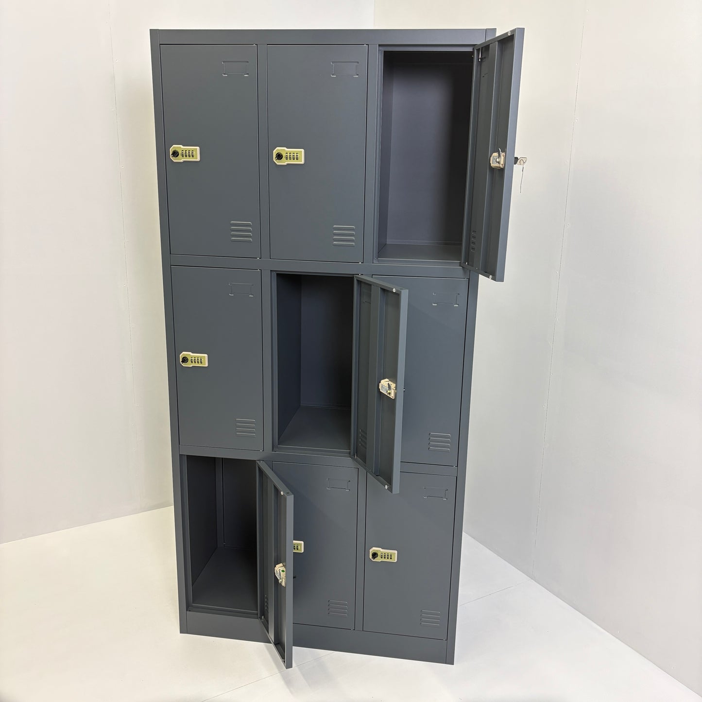 LockNLoad 9-Deurs Lockerkast 90x40x185cm Antracietgrijs