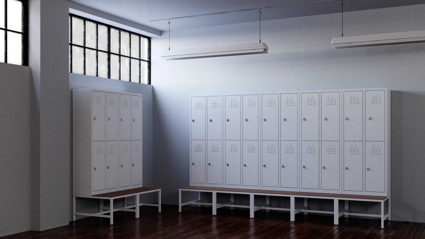 ECONOMISCHE KAST DUBBELE LAAG 4 DEUREN MET ZITBANK (660x370+370x1600+400mmH)