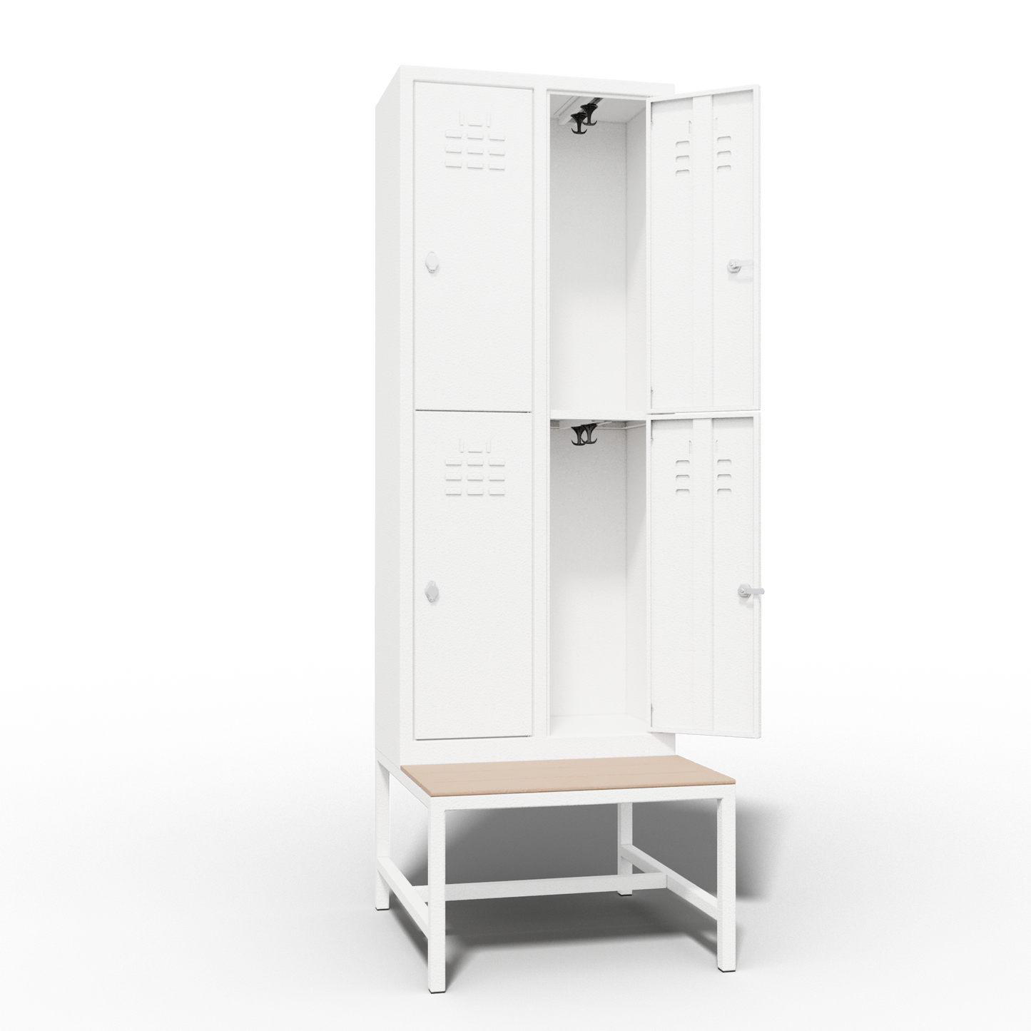 ECONOMISCHE KAST DUBBELE LAAG 4 DEUREN MET ZITBANK (660x370+370x1600+400mmH)