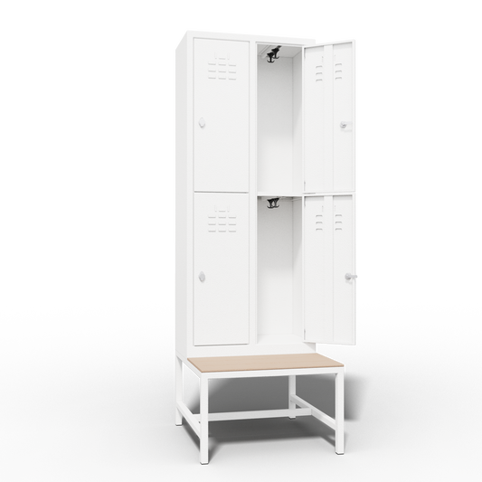 ECONOMISCHE KAST DUBBELE LAAG 4 DEUREN MET ZITBANK (660x370+370x1600+400mmH)