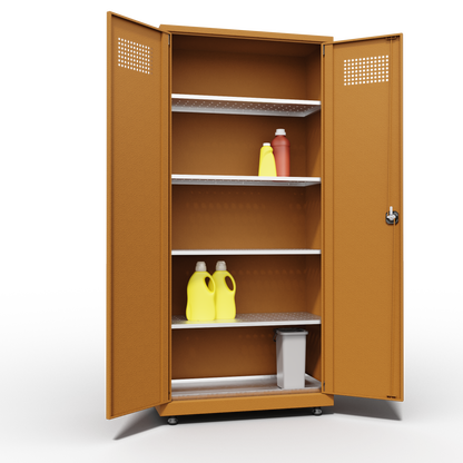 OPSLAGKAST VOOR CHEMISCHE STOFFEN MET 4 PLANKEN (920x430x1950mmH)